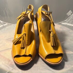 Clarks Yellow Leather Heels